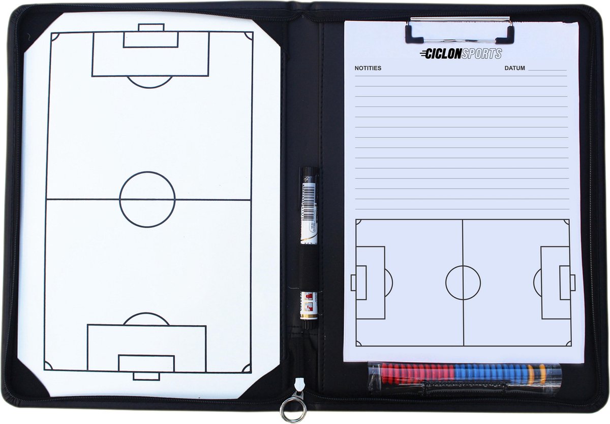 Tactiekmap / coachmap voetbal - voetbaltrainer - lederen map inclusief accessoires - Ciclón Sports