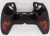 Controller hoesje voor PS5 - Siliconen cover - Skull - Zwart met rood