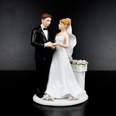Porceleinen Bruidstaartdecoratie - "Yes" - 17cm - bruiloft taarttopper figuurtjes