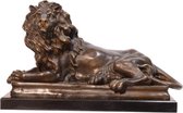 Bronzen beeld - Liggende Leeuw - Gedetailleerd sculptuur - 38 cm hoog