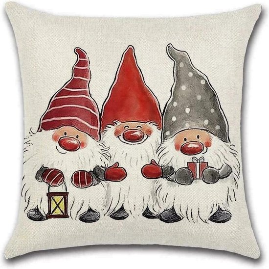 Sierkussen Kerst - Kabouters - Sierkussen - Kerst - 45x45 cm - Sierkussen - Polyester