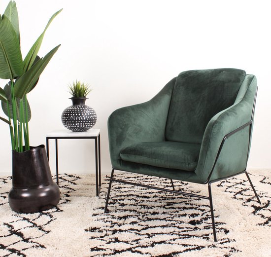 DS4U® Antonio fauteuil - - velvet - - fluweel - stof groen - met... | bol.com