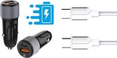 Autolader USB-A & USB-C met USB-C Oplaadkabel - Snellader - Auto Lader - Sigarettenaansteker Oplader - Geschikt voor LG Bello II / Class / G3/G4/G5/G6/G7/G8/G9/K4/K40/K42/Q6/Stylo/Stylus/Thin