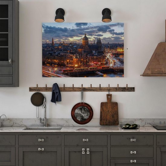 Artaza - Peinture sur toile - Vue aérienne du Centrum -ville d' Amsterdam Coucher de soleil - 60x40 - Photo sur toile - Impression sur toile