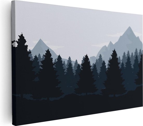 Artaza Canvas Schilderij Bos Met Bomen Illustratie - Abstract - 60x40 - Foto Op Canvas - Canvas Print