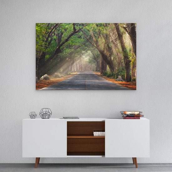 Artaza - Peinture sur toile - Route entourée d' Arbres - 90x60 - Photo sur toile - Impression sur toile