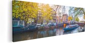 Artaza Canvas Schilderij Amsterdamse Gracht Tijdens Het Voorjaar - 90x30 - Foto Op Canvas - Canvas Print
