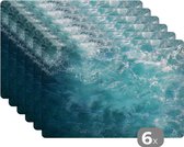 Placemat - Placemats kunststof - Zee - Water - Turquoise - 45x30 cm - 6 stuks - Hittebestendig - Anti-Slip - Onderlegger - Afneembaar