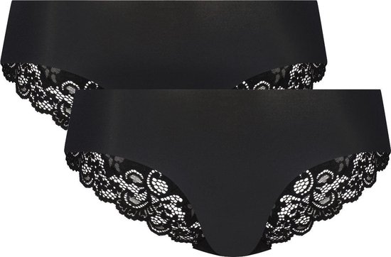 LaSlip - Angels - 2-Pack Meisjes Brazilian Lace - onderbroek - maat 158/164 zwart