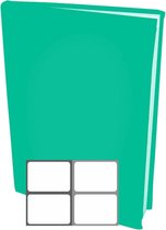 Rekbare boekenkaften A4 - Turquoise Groen - 6 stuks inclusief grijze textiel labels