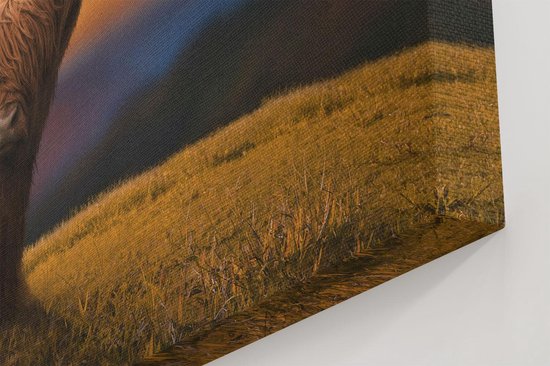 Artaza - Peinture sur toile - Vache Highlander écossaise sur une colline - 60x90 - Photo sur toile - Impression sur toile