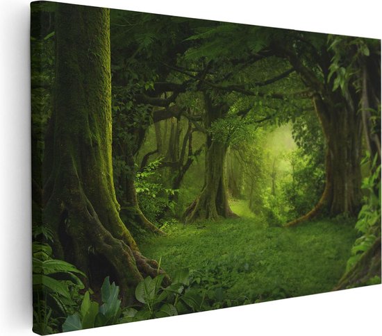 Artaza Canvas Schilderij Groene Tropische Jungle Bos  - 30x20 - Klein - Foto Op Canvas - Canvas Print