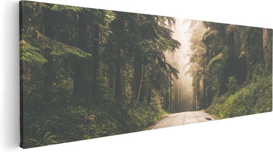 Artaza Canvas Schilderij Highway In Californië Omring Met Bos  - 120x40 - Groot - Foto Op Canvas - Canvas Print