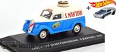 Lancia Ardea 800 Van 1949 “S.MARTINO” (Blauw) (10 cm) 1/43 Atlas + Hot Wheels Miniatuurauto + 3 Unieke Auto Stickers! - Model auto - Schaalmodel - Modelauto - Miniatuur autos - Spe