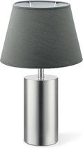 Home Sweet Home tafellamp Largo - tafellamp Cannes mat nikkel inclusief lampenkap - lampenkap 24/14/16cm - tafellamp hoogte 48 cm - geschikt voor E27 LED lamp - satijn/antraciet
