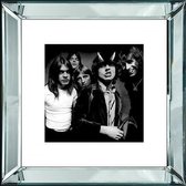 50 x 50 cm - Spiegellijst met prent - AC/DC - Highway to hell cover - prent achter glas