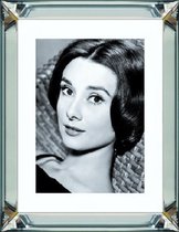 Schilderij 70 x 90 cm - Spiegellijst met prent - Audrey Hepburn - prent achter glas