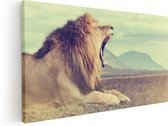 Artaza Canvas Schilderij Brullende Leeuw - 120x60 - Groot - Foto Op Canvas - Canvas Print