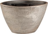 J-Line Bloempot Hoog Oneffen Ruw Keramiek Zilver Small Set van 2 stuks