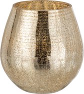 J-Line Windlicht Eivorm Craquele Glas Goud Small
