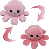 S.E. Productions ® Octopus Mood Knuffel Omkeerbaar - Premium Kwaliteit- Licht Roze / Donker Roze