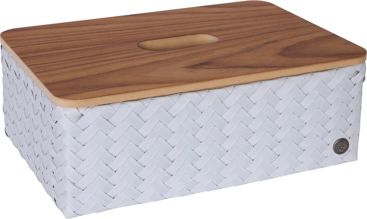 Opbergmand - Rechthoekige mand met deksel - Organizer - Woonkamer - Kinderkamer - Badkamer - Babykamer - Duurzaam & handgevlochten - Handed By Grand ideal with lid - licht grijs - ice grey