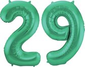 De Ballonnenkoning - Folieballon Cijfer 29 Groen Metallic Mat - 86 cm