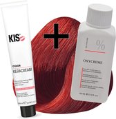 KIS haarverfset - 8R Vlammend rood  - haarverf & waterstofperoxide