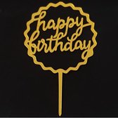 Cake - Taart Topper Happy Birthday Goud Kartel. Taartdecoratie. Tasty Me.