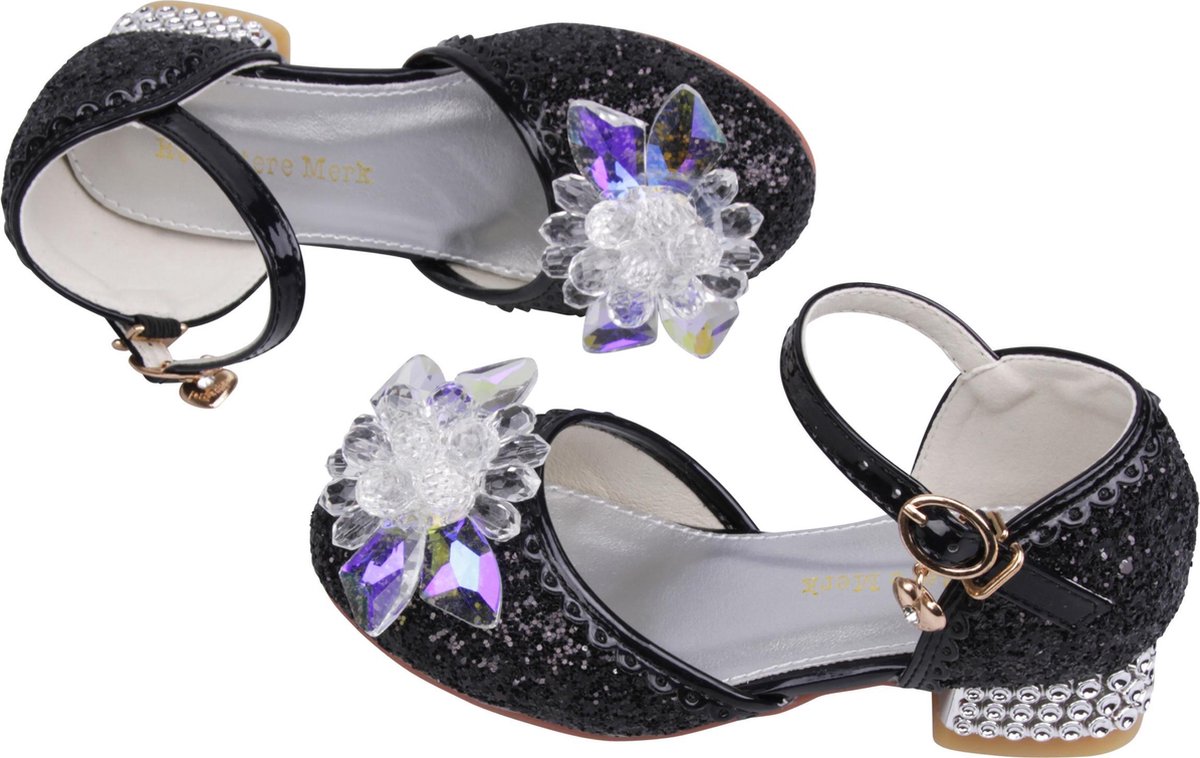 Prinsessen schoenen + Toverstaf meisje + Tiara (Kroon) + Lange handschoenen - Zwart - cadeau meisje - prinsessen schoenen plastic - verkleedschoenen prinses - prinsessen schoenen speelgoed - hakschoenen meisje — afbeelding 2