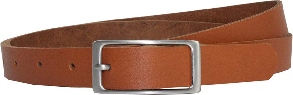 Smalle Dames Riem Cognac - 2 cm Breed - Taillemaat 115 - Echt Leren riemen