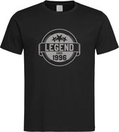 Zwart T-Shirt met “ Legend sinds 1996 “ print Zilver Size XXXXL