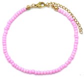 Dielay - Armband Dames - Glaskralen - Lengte Verstelbaar 19-24 cm - Roze