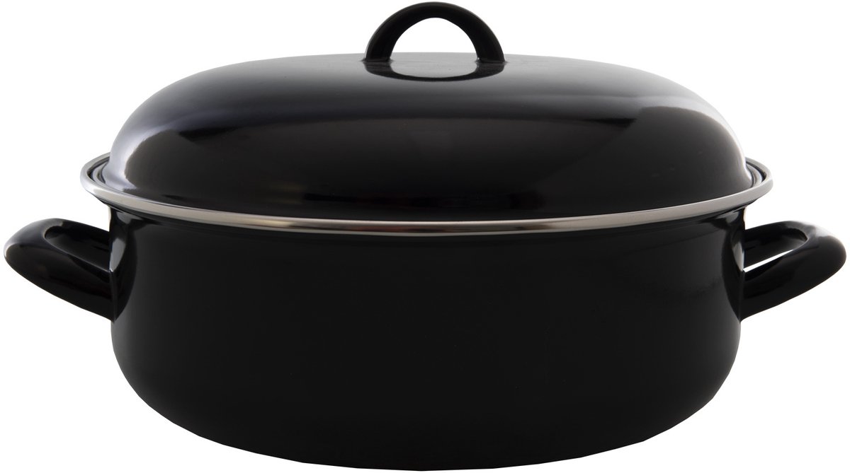 Imperial Kitchen Braadpan met deksel - Emaille - Zwart - Ø 24 cm