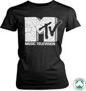MTV Dames Tshirt -M- Cracked Logo Organic Zwart