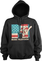 MTV Hoodie/trui -XL- Distressed USA Flag Zwart