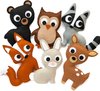 Afbeelding van het spelletje Knutselen Meisjes - Knutselen Jongens - Knutselpakket Meisjes en Jongens - Forest Animals Bosdieren - Naaiset Kinderen - WoodyDoody