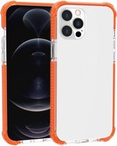 Vierhoekige schokbestendige TPU + acryl beschermhoes voor iPhone 13 Pro Max (oranje)