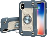 Schokbestendige siliconen + pc-beschermhoes met dubbele ringhouder voor iPhone X / XS (Daisy Blue)