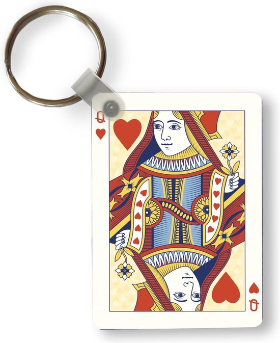 Porte-clés Cartes à jouer - Carte à jouer illustrée d'une reine de cœur  Porte-clés... | bol.com