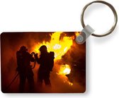 Sleutelhanger - Silhouetten van brandweermannen - Uitdeelcadeautjes - Plastic