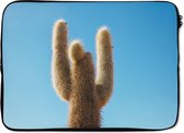 Laptophoes 13 inch - Cactus met blauwe hemel - Laptop sleeve - Binnenmaat 32x22,5 cm - Zwarte achterkant