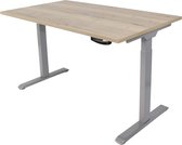 Zit-sta bureau 140x80 cm. – Slinger verstelbaar – Frame: grijs – Blad: Natuur eik