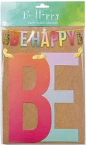 Be Happy slinger large met twee gouden tassels - slinger - letterbanner - decoratie - Be Happy - feest
