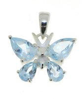 SilverGems Zilveren vlinder hanger met facet geslepen Blauwe Topaas edelstenen