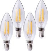 4x - Leddy's - LED Lampen Kaarsje - Plasticvrij - 4W - Dimbaar - E14 Kleine Fitting - 2700K Warm wit