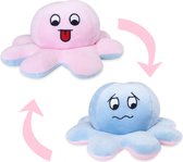 TOYSS Octopus Mood Knuffel - Omkeerbaar - Premium Blij/Boos Knuffel - Emoji/Smiley Ontwerp - Zachte Octopus Knuffel - Ideaal Cadeau voor Jong & Oud – Roze/Lichtblauw