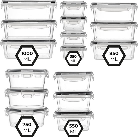 Stosh Vershoudbakjes - Meal Prep Bakjes - Diepvriesbakjes - Voedselcontainer - 16 Stuks - BPA vrij