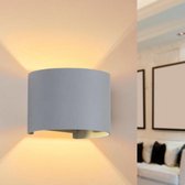 6W IP54 Grijze wandlamp afgerond - Wit licht