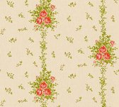 A.S. Création behangpapier bloemen rood, groen en beige - AS-345001 - 53 cm x 10,05 m